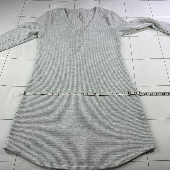 Soma Sleep Shirt Womens Small Gray Thermal Waffleknit Henley Long Sleeve Pajama - Picture 8 of 9